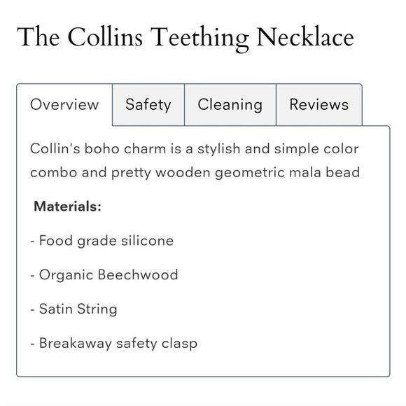 NWOT CHEWABLE CHARMS - The Collins Teething Necklace - Silicone/Beechwood/Satin - Picture 9 of 11